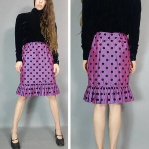 Vintage 80s 90s Dress Velvet And Polka Dot S 4 6